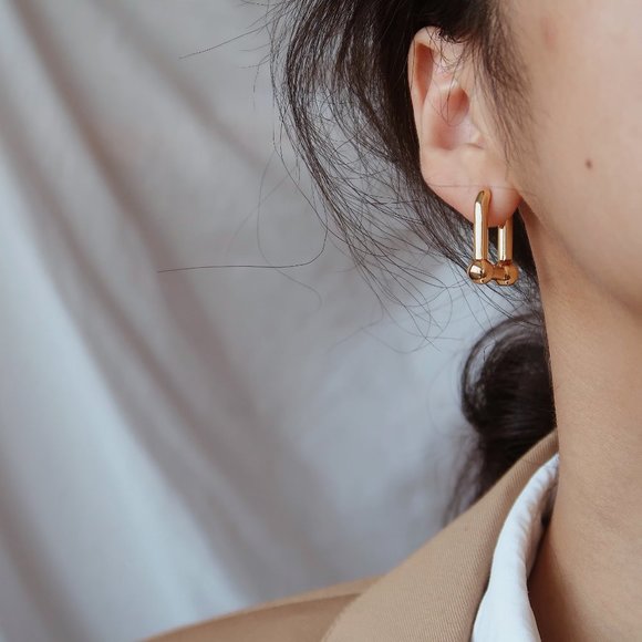 NEW 18K Gold Plated Chunky Link Earrings
